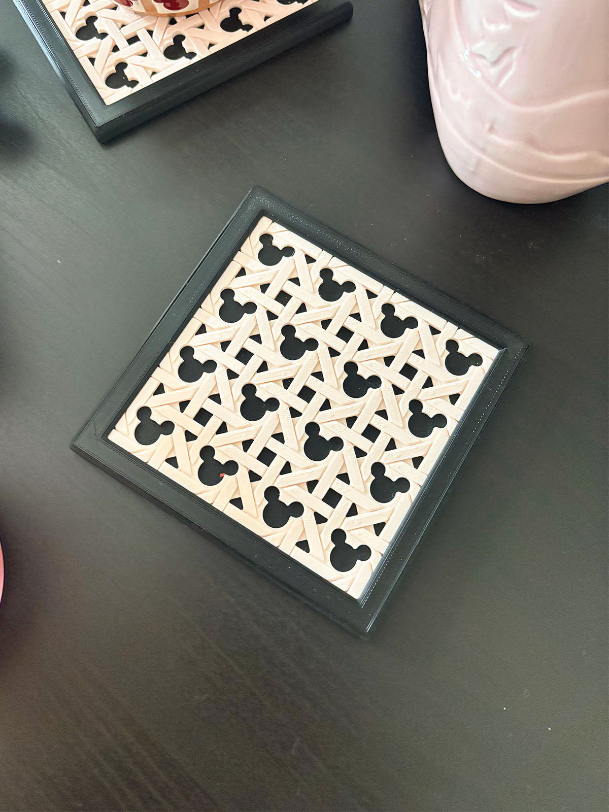 Mouse Rug Coasters Black Mouse Rattan Coaster – BDI