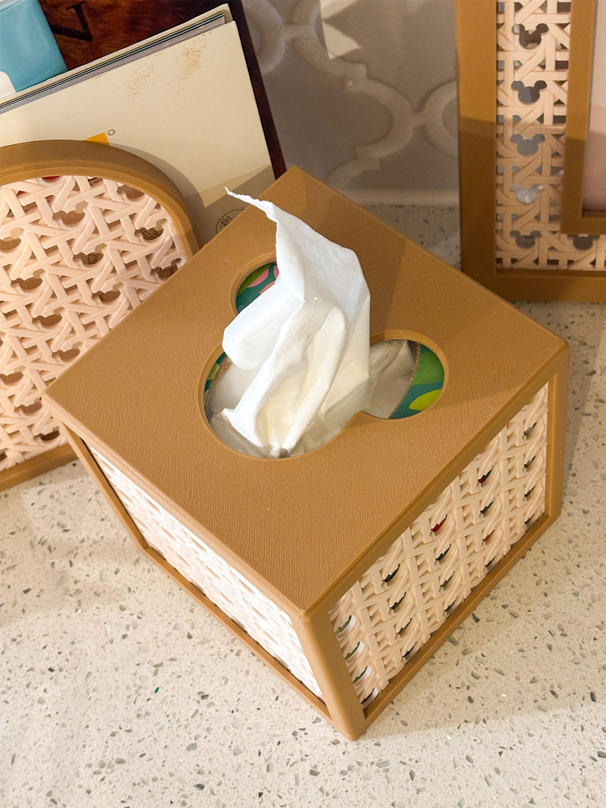 Brown Mouse Rattan Tissue Box Cover