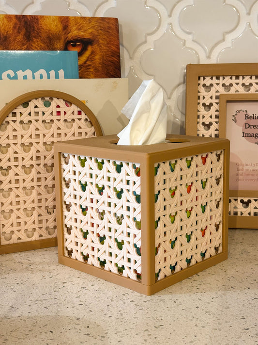 Brown Mouse Rattan Tissue Box Cover