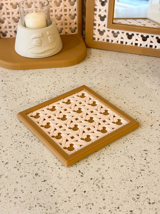 Brown Mouse Rattan Coaster