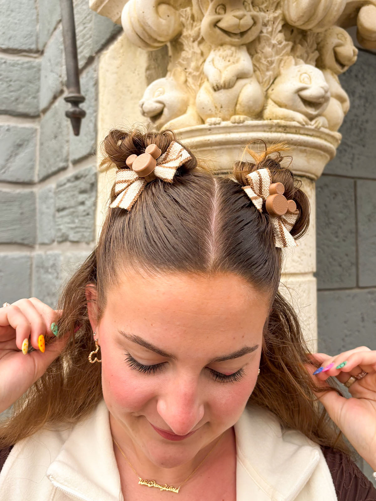 Pair of Neutral Knit Mini Bow