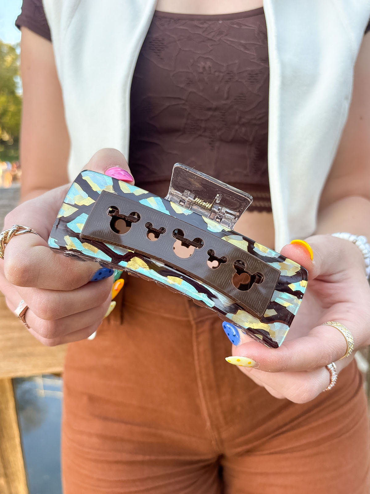 Pearlescent & Brown Extra Large Claw Clip