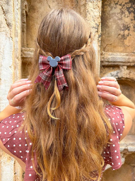 Crimson Plaid Bow