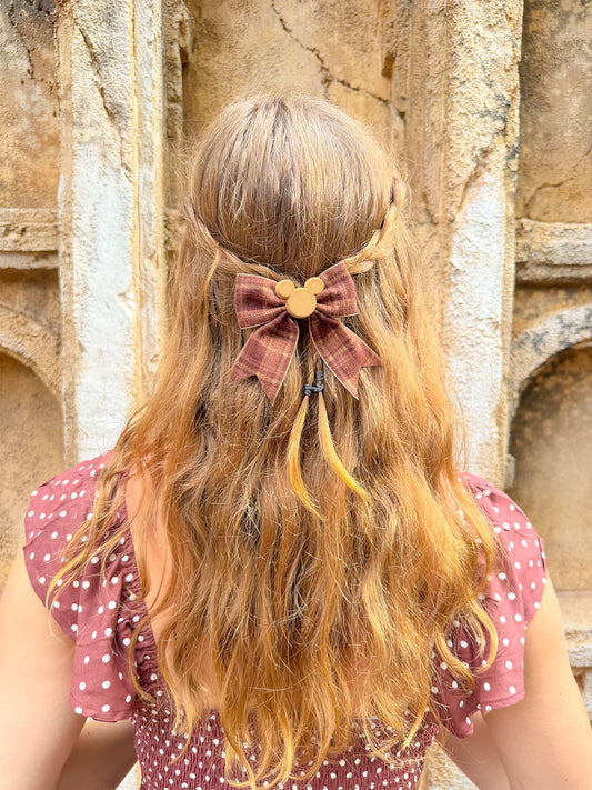 Brown Plaid Bow