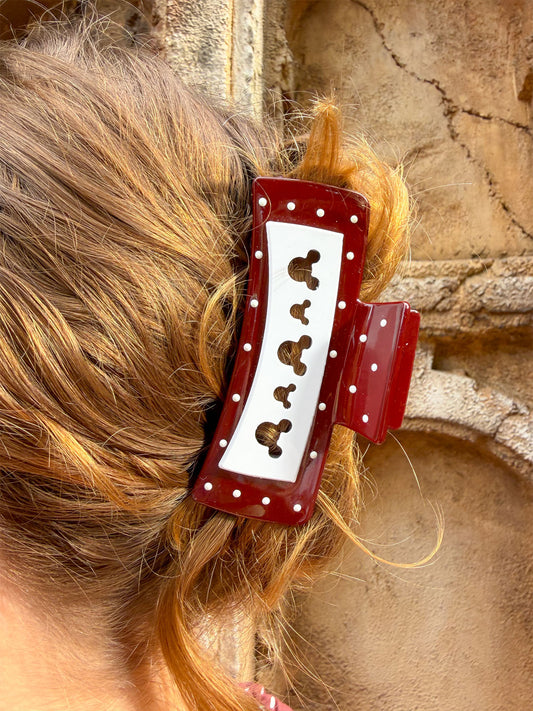 Crimson Polka Dot Claw Clip - CLEARANCE