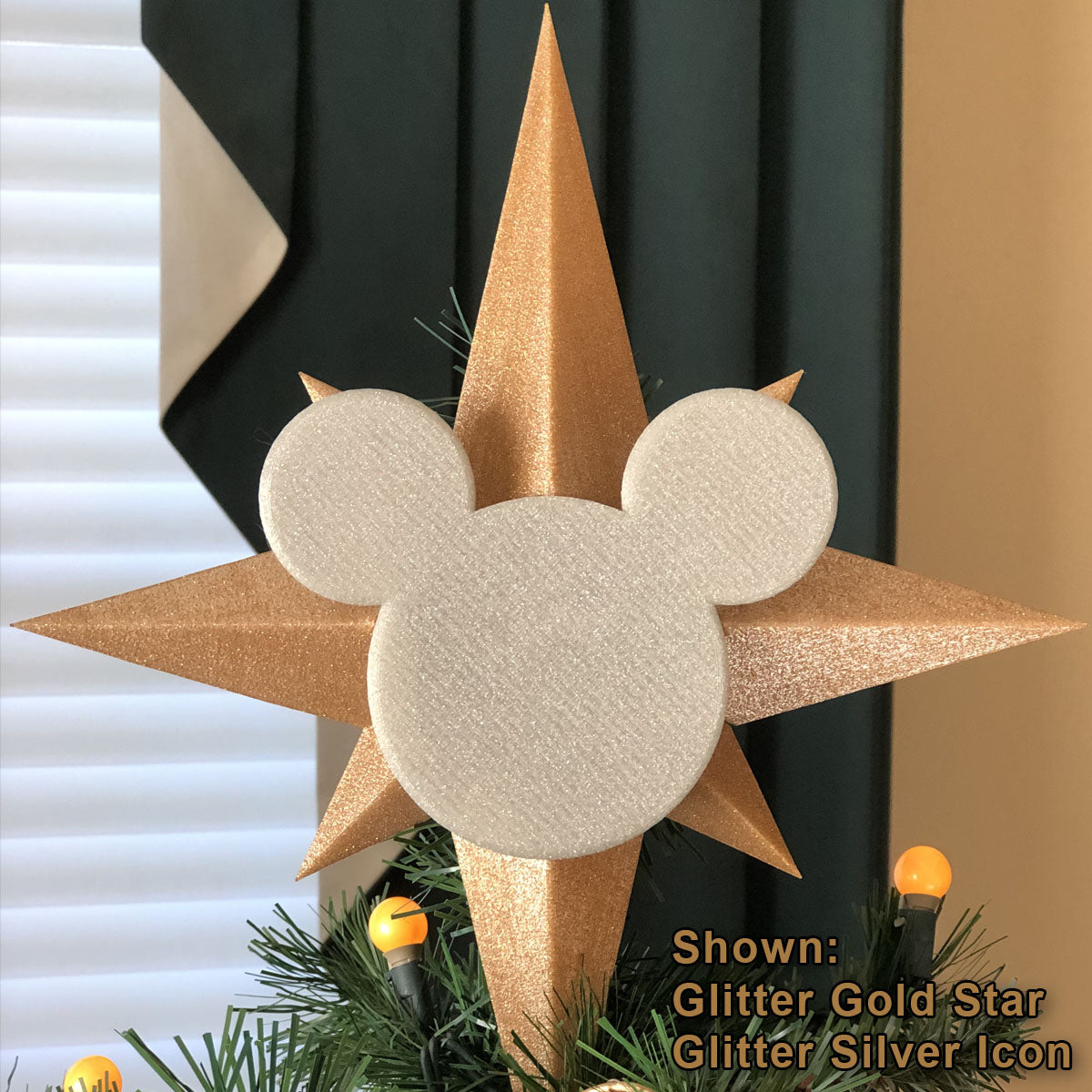 Custom Color Christmas Tree Topper - Star with Icon