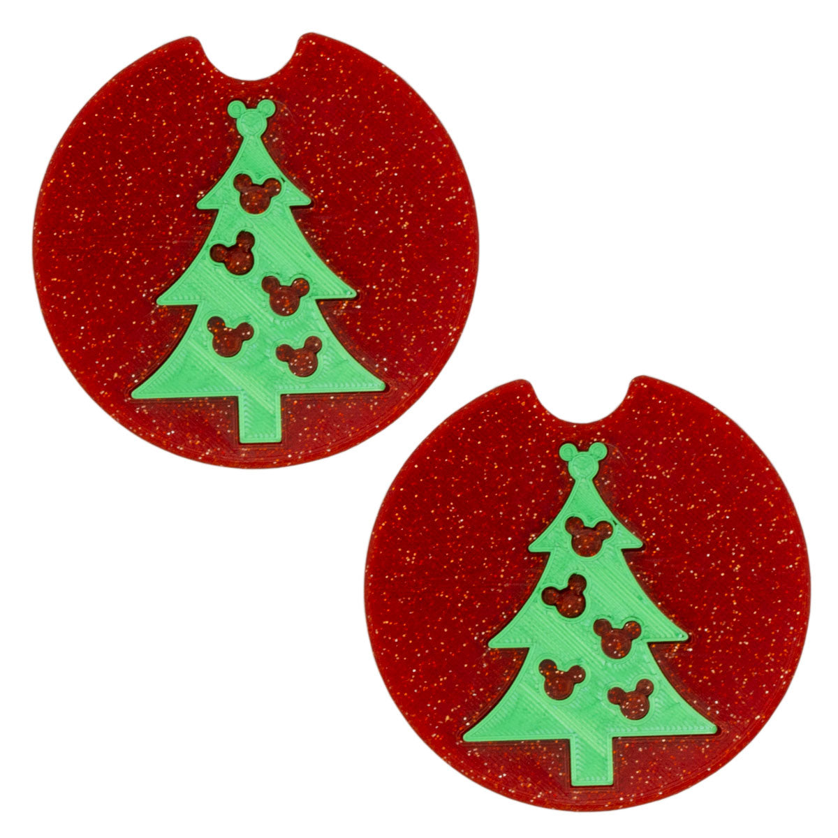 Christmas Tree Car Coasters - Set of 2 - CLEARANCE