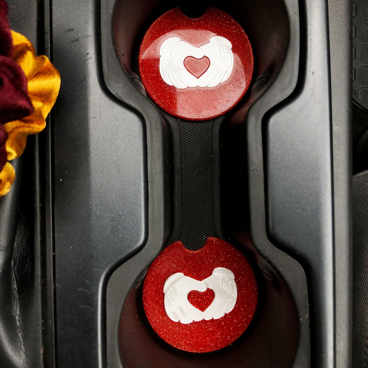 Hand Heart Car Coasters - Set of 2 - CLEARANCE